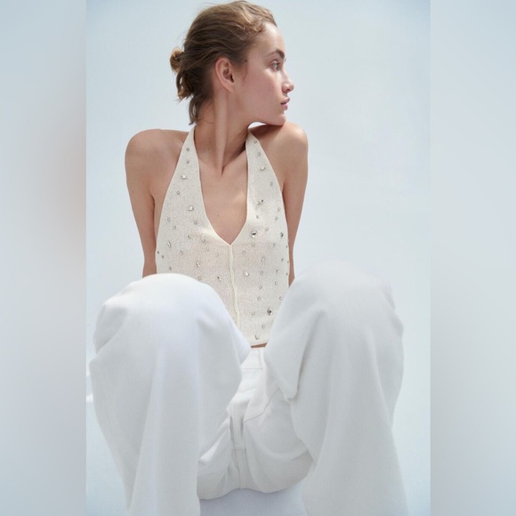 ZARA JEWEL HALTER TOP - Picture 4 of 12